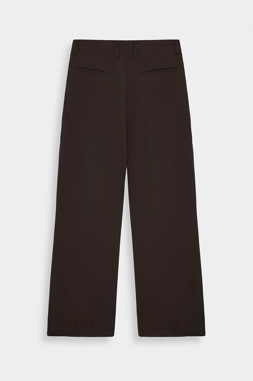 DRAPED FLARE LEG BROWN TROUSERS - 5