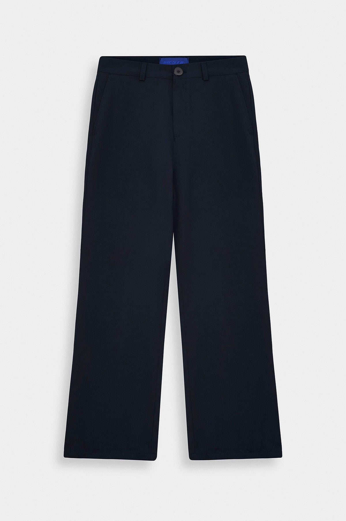 DRAPED FLARE LEG NAVY TROUSERS - 1