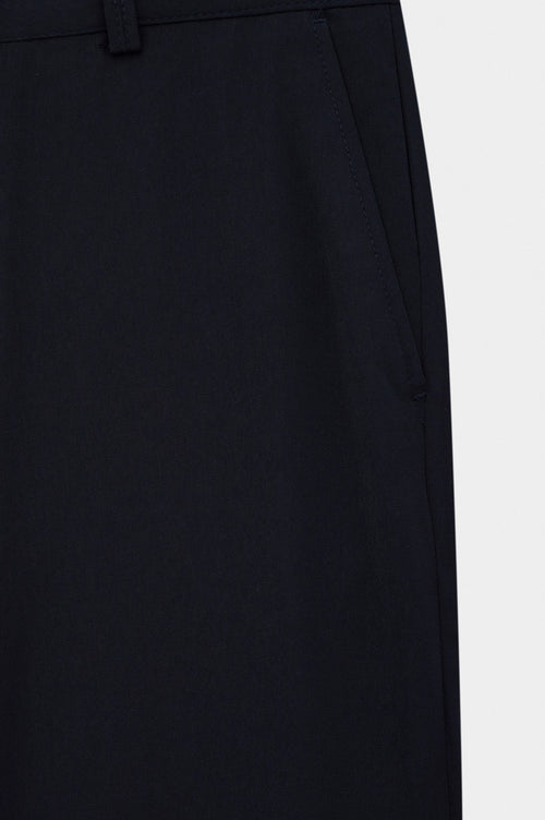 DRAPED FLARE LEG NAVY TROUSERS - 2