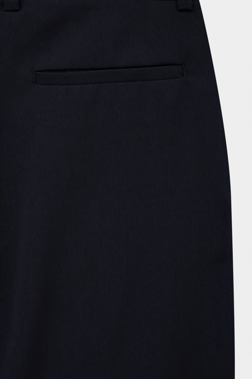 DRAPED FLARE LEG NAVY TROUSERS - 3