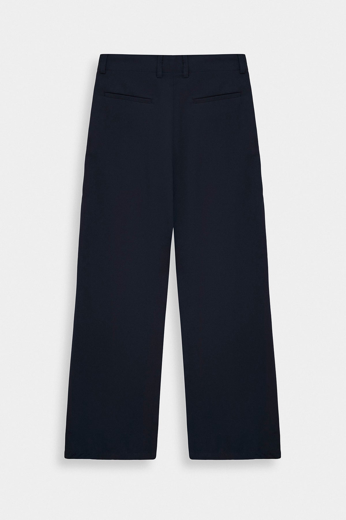 DRAPED FLARE LEG NAVY TROUSERS - 4