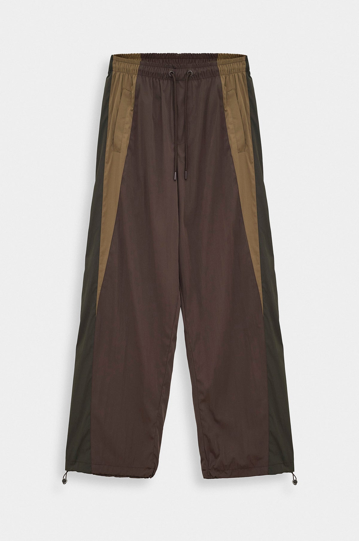 CONTRAST PANELLED BROWN TRACK TROUSERS - 1