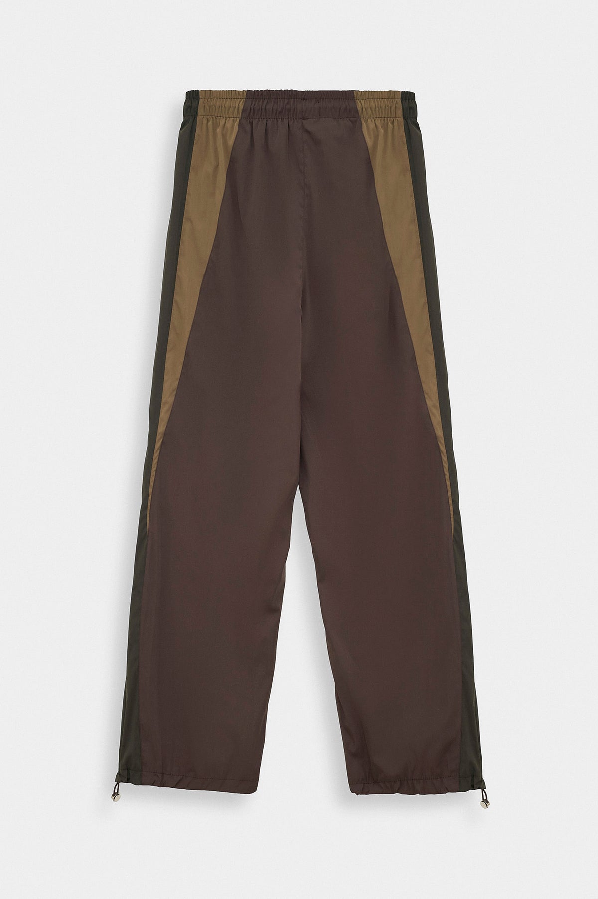 CONTRAST PANELLED BROWN TRACK TROUSERS - 4