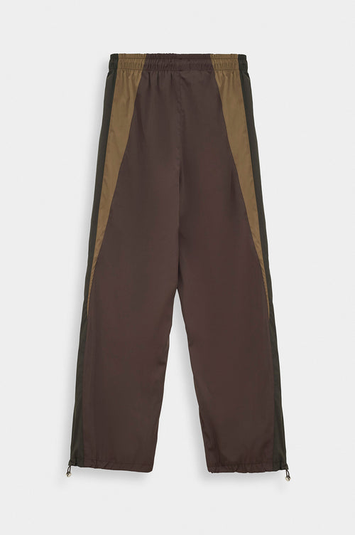 CONTRAST PANELLED BROWN TRACK TROUSERS - 4