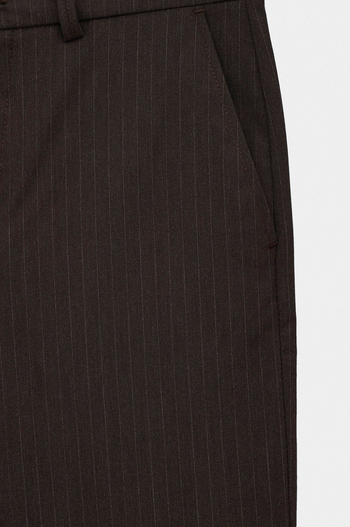 DOUBLE PLEATED DRAPED BROWN STRIPED TROUSERS - 2