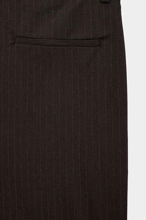 DOUBLE PILELI DRAPED BROWN STRIPED TROUSERS - 3