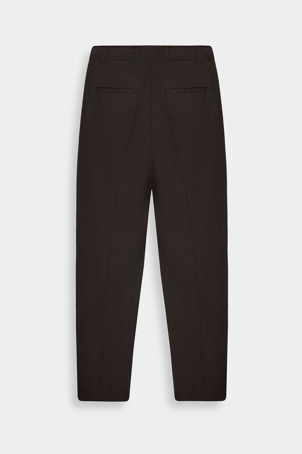 DOUBLE PLEATED DRAPED BROWN STRIPED TROUSERS - 4