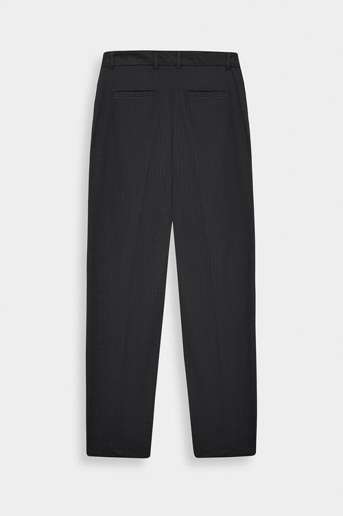 DOUBLE PLEATED DRAPED ANTHRACITE STRIPED TROUSERS - 1