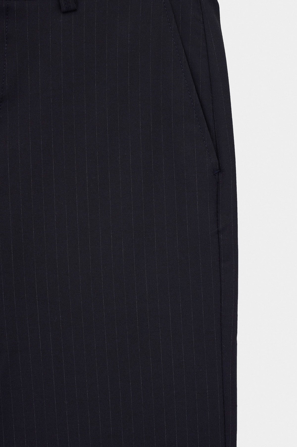 DOUBLE PLEATED DRAPED NAVY STRIPED TROUSERS - 2