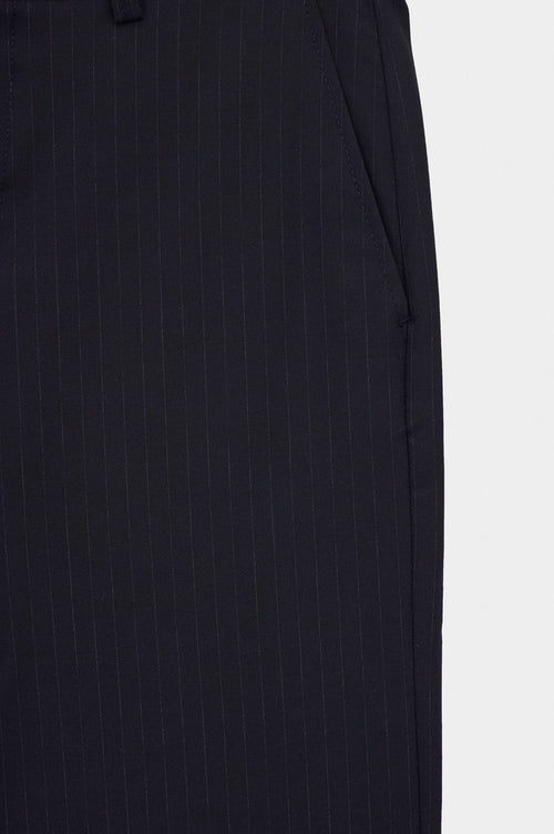 DOUBLE PLEATED DRAPED NAVY STRIPED TROUSERS - 2