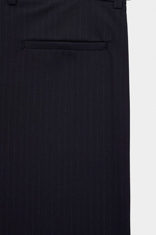 DOUBLE PLEATED DRAPED NAVY STRIPED TROUSERS - 3