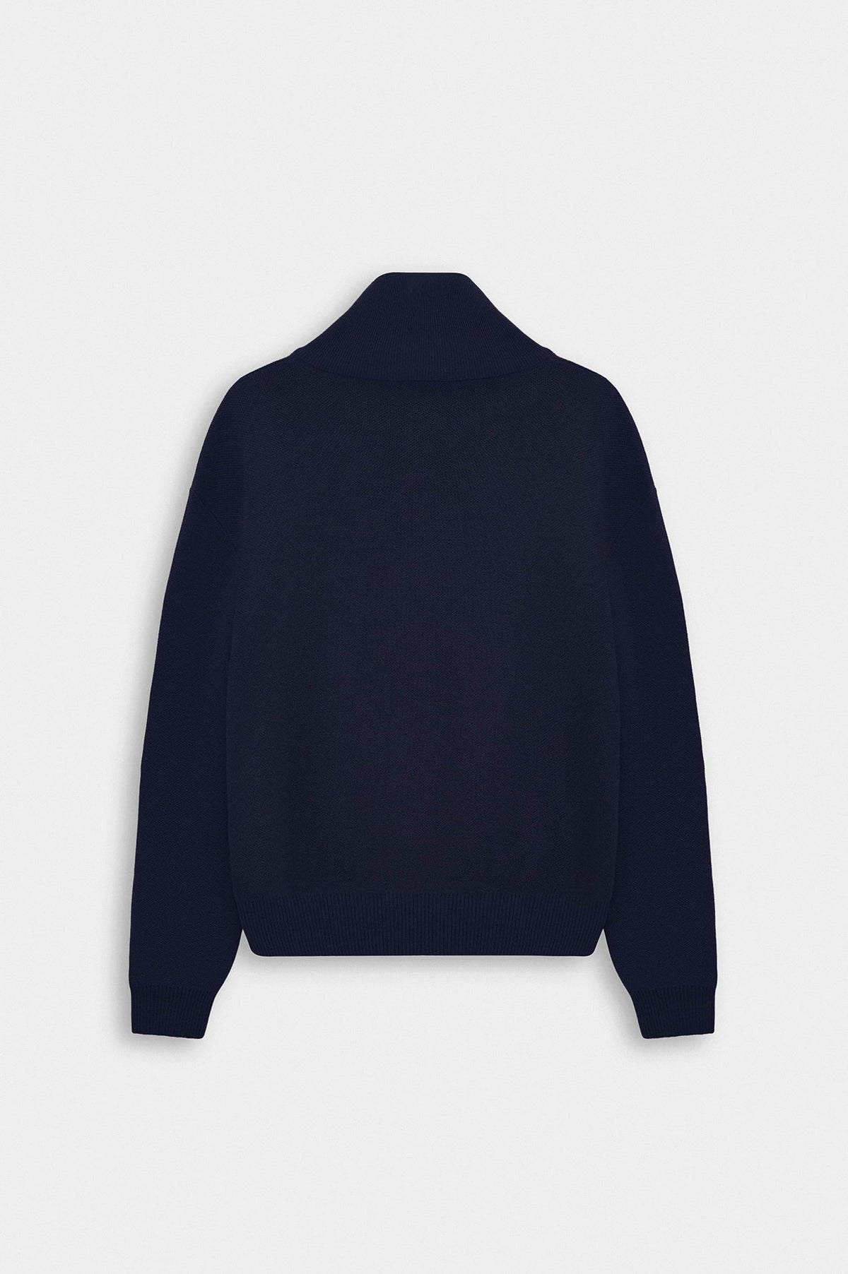HALF-ZIP TURTLENECK NAVY KNIT SWEATER - 4