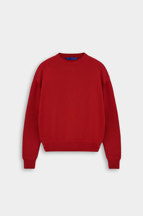 CREW NECK CROP FIT RED KNIT SWEATER - 1