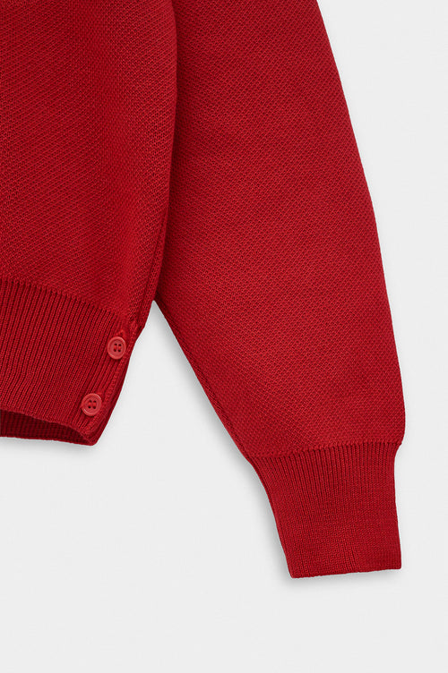CREW NECK CROP FIT RED KNIT SWEATER - 2