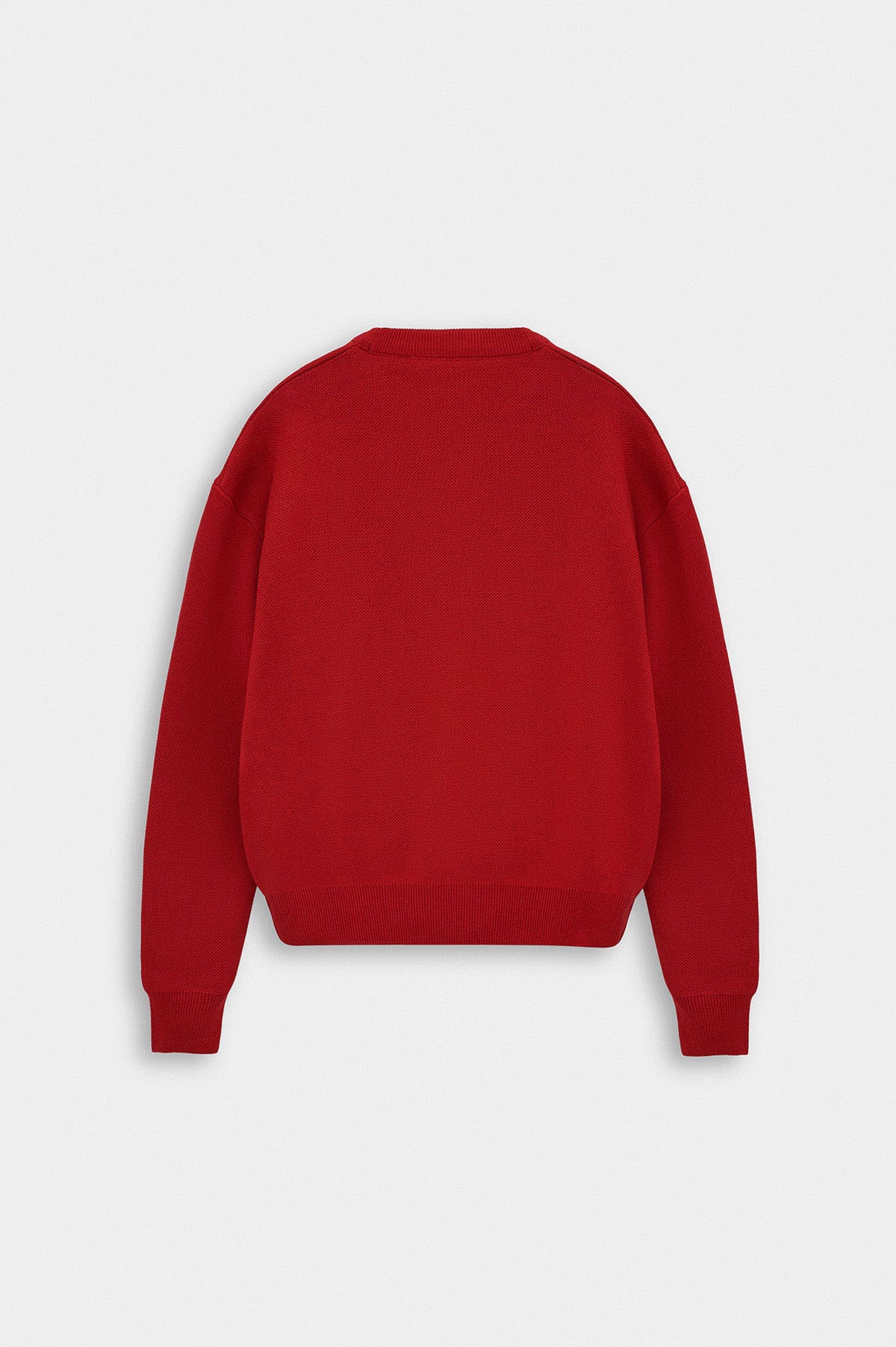 CREW NECK CROP FIT RED KNIT SWEATER - 3