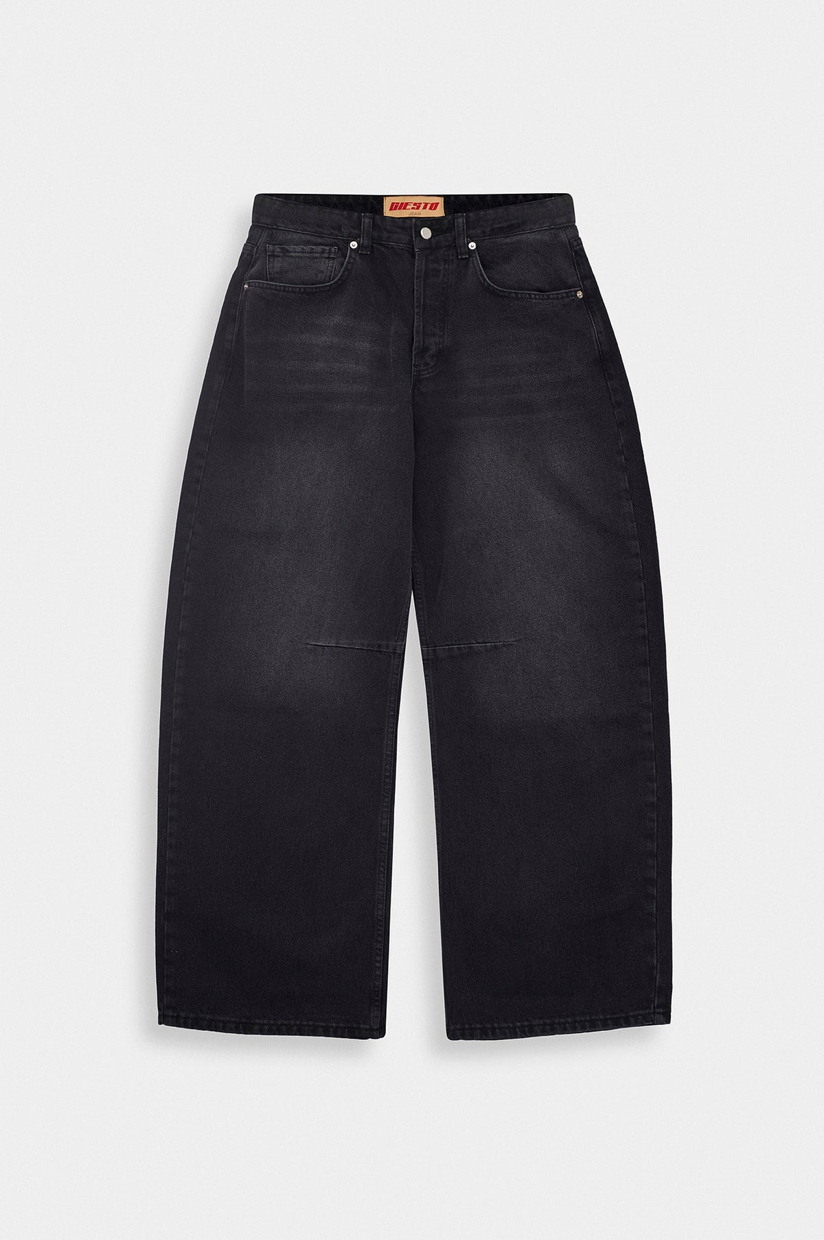 EFFECT BARREL FIT BLACK JEANS - 1