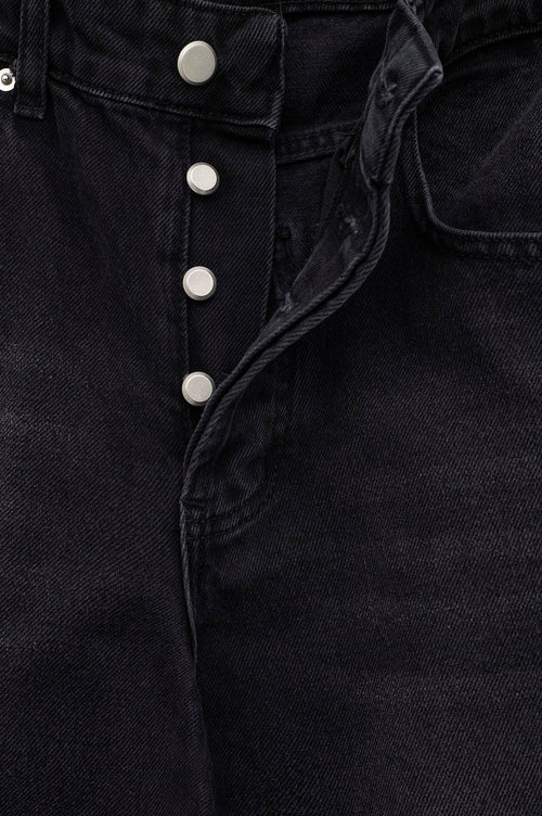 Efektli Barrel Fit Siyah Jean - 3