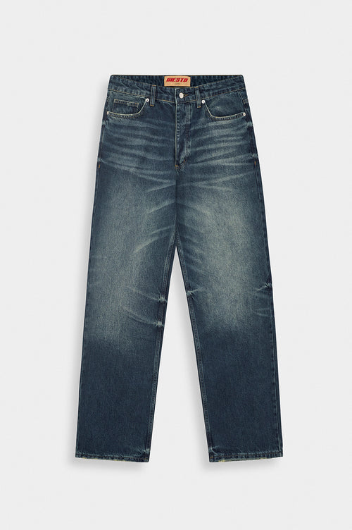 LASER EFFECT BLUE REGULAR FIT JEANS - 1