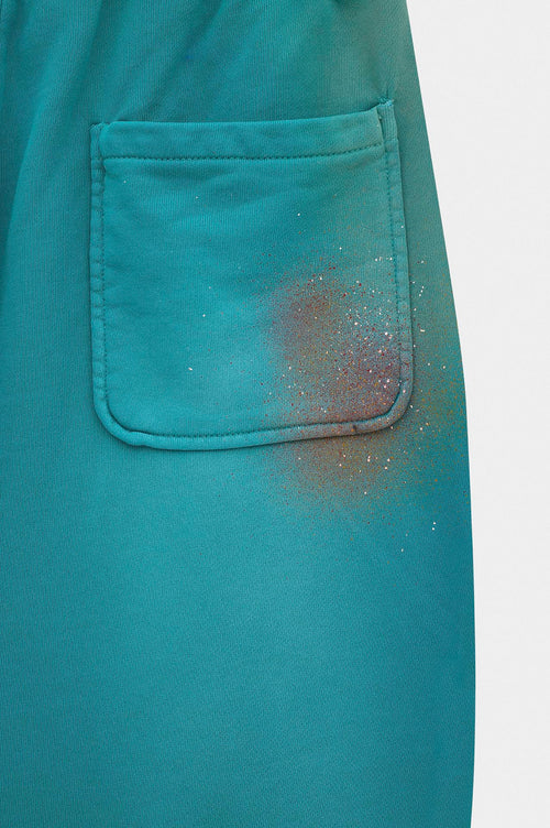 WASH EFFECT RELAXED CUT TURQUOISE SWEATPANTS - 6