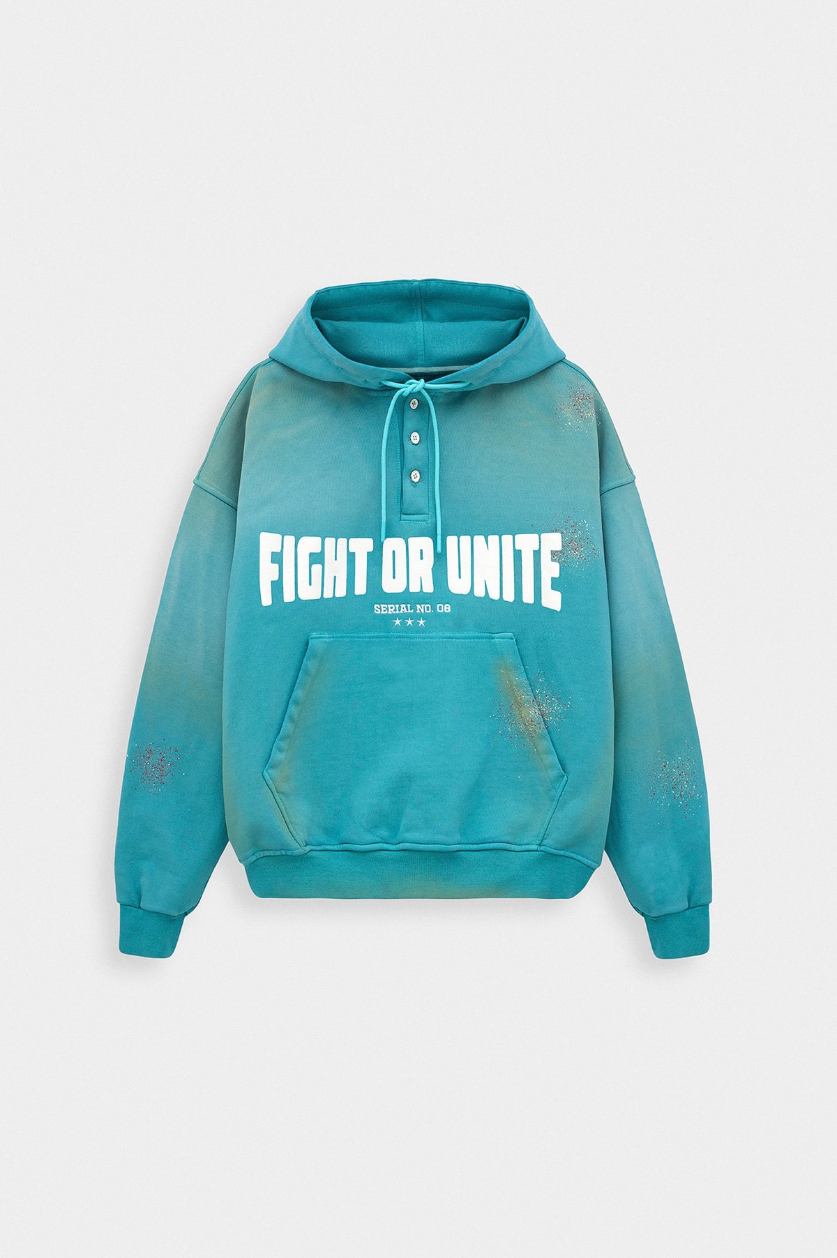 WASH EFFECT HOODED TURQUOISE SWEATSHIRT - 4