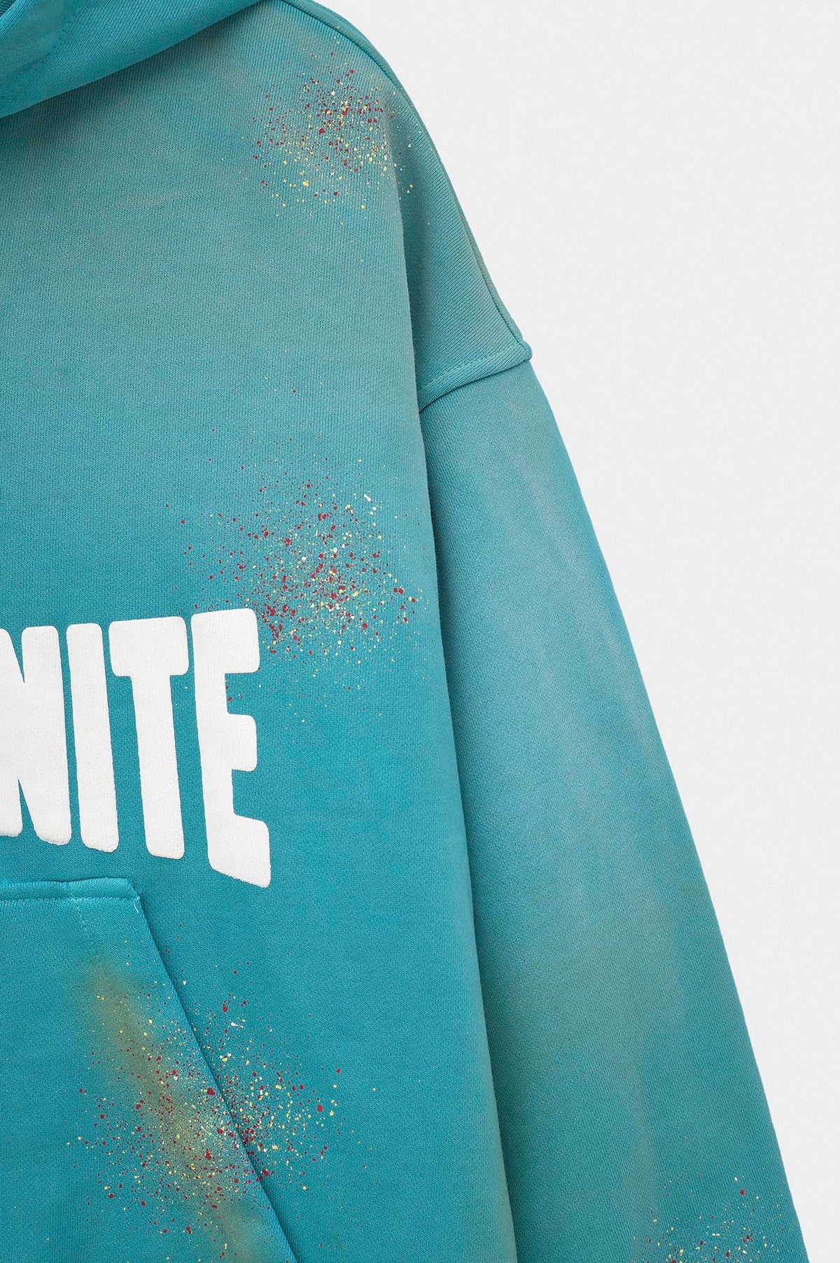 WASH EFFECT HOODED TURQUOISE SWEATSHIRT - 5