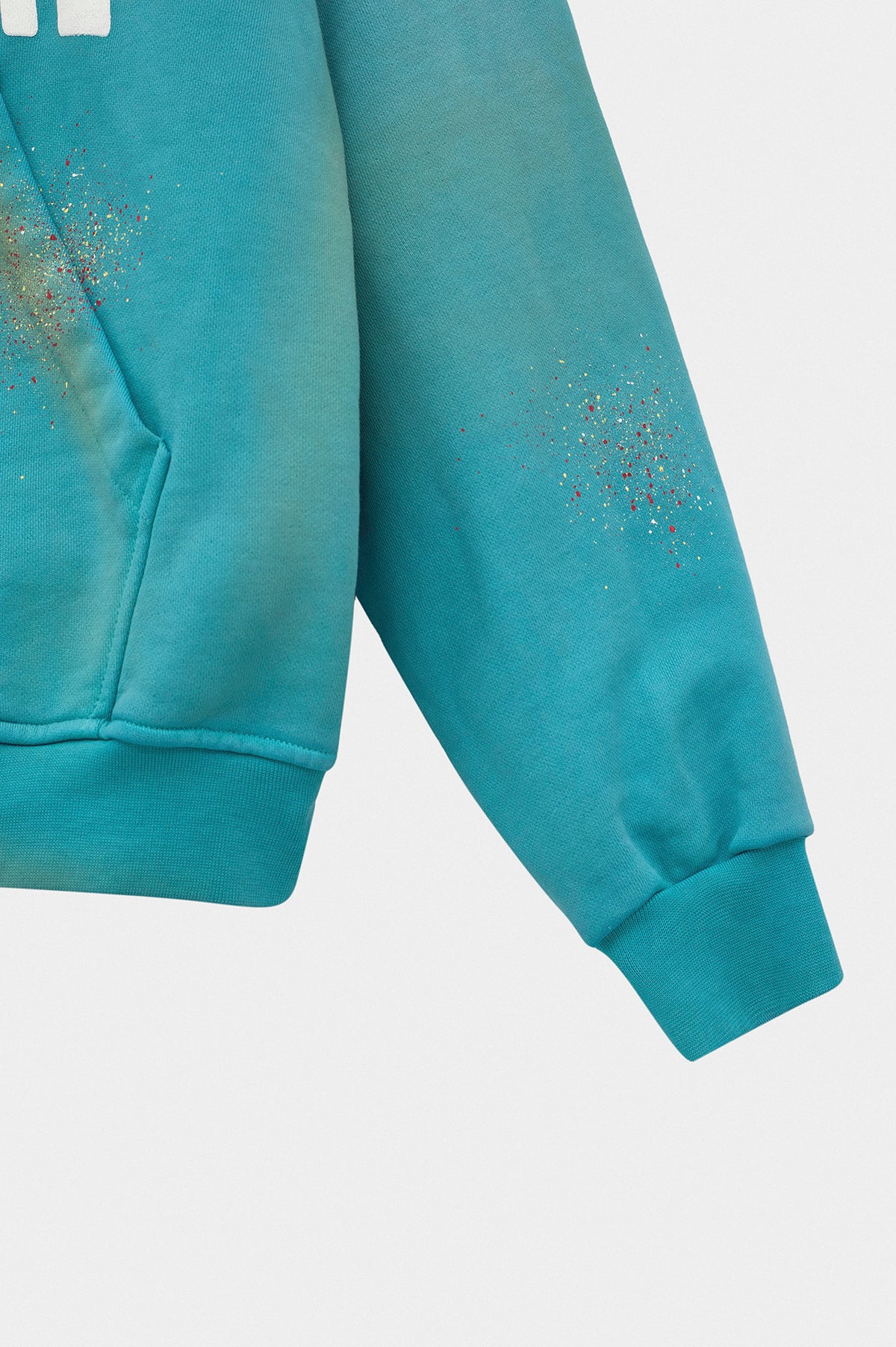 WASH EFFECT HOODED TURQUOISE SWEATSHIRT - 6