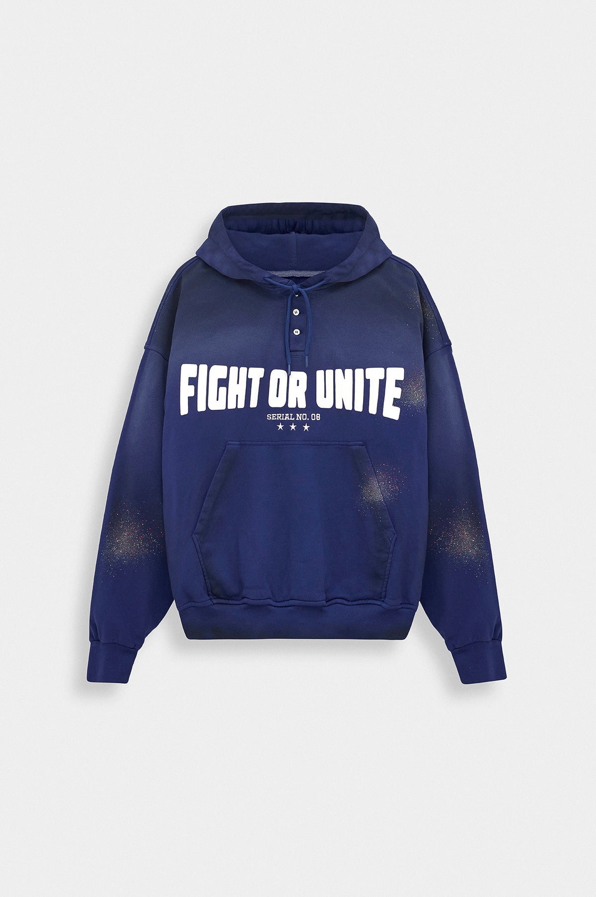Yıkama Efektli Kapüşonlu Lacivert Sweatshirt - 1