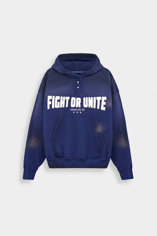 WASH EFFECT HOODED NAVY SWEATSHIRT - 1