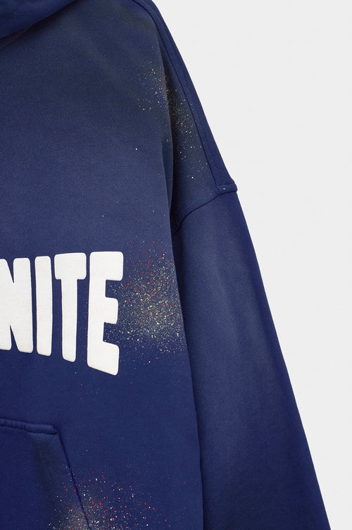 WASH EFFECT HOODED NAVY SWEATSHIRT - 2