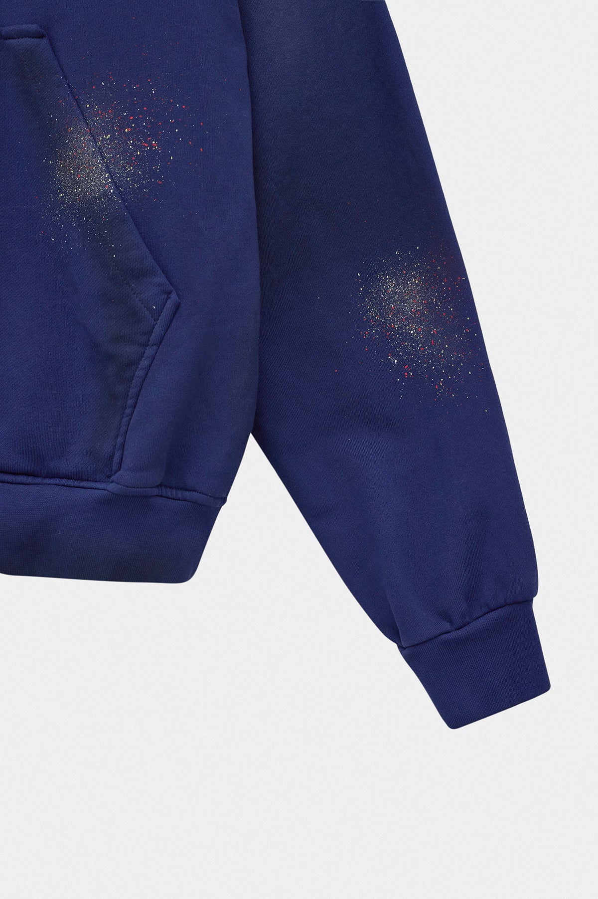 Yıkama Efektli Kapüşonlu Lacivert Sweatshirt - 3