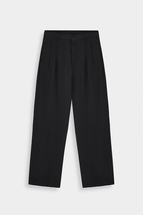 DOUBLE PILELI BLACK MODAL TROUSERS - 1