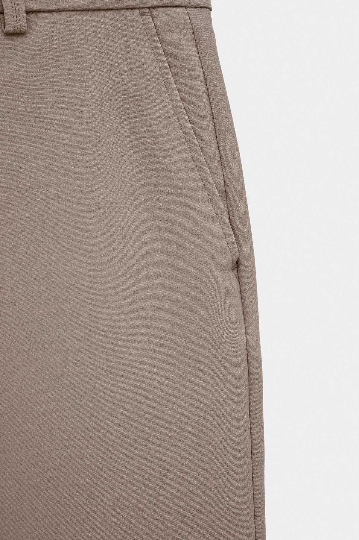Klasik Flare Paça Bej Pantolon - 2