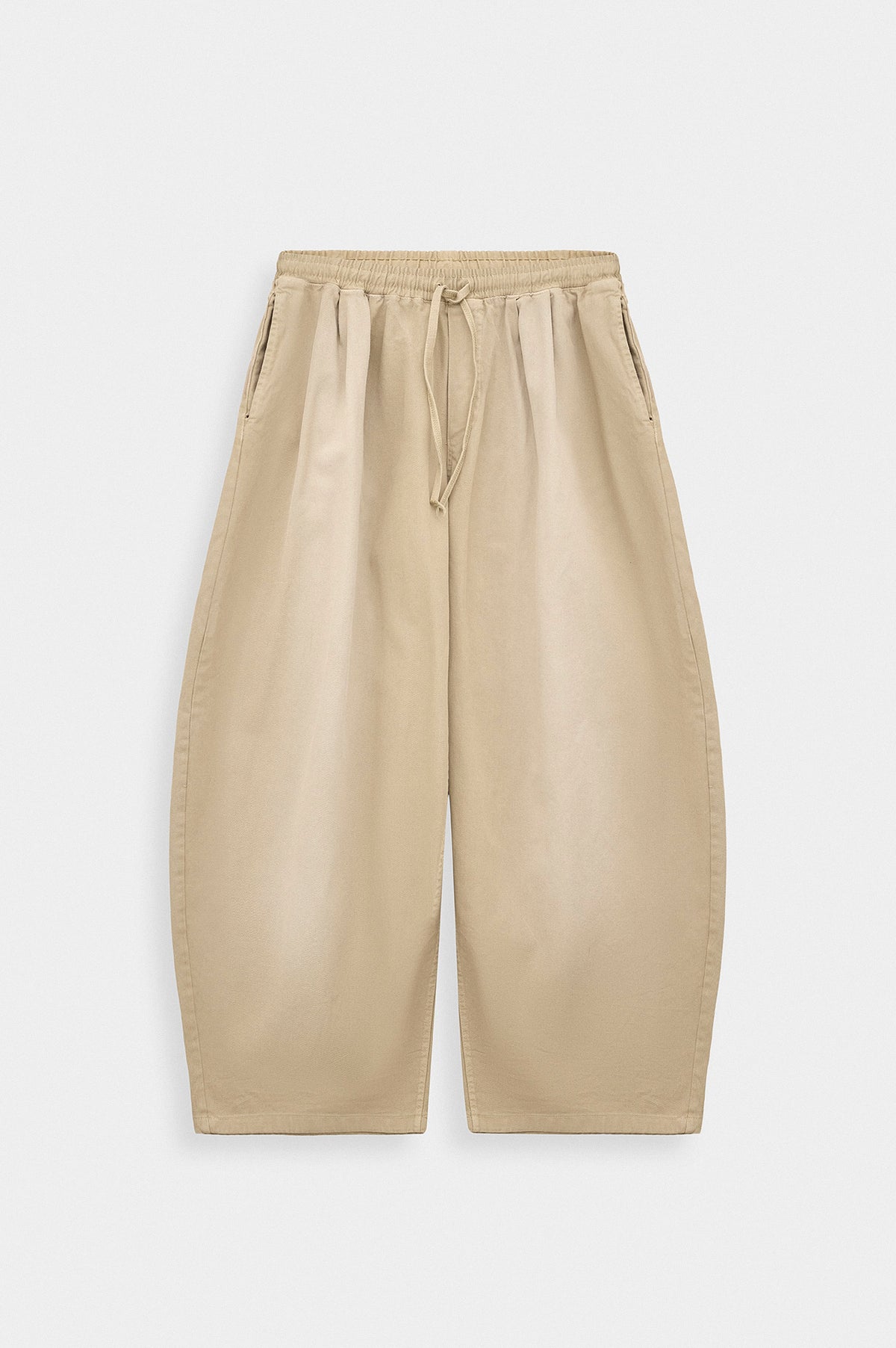 BALLOON FIT BEIGE GABARDINE TROUSERS - 2