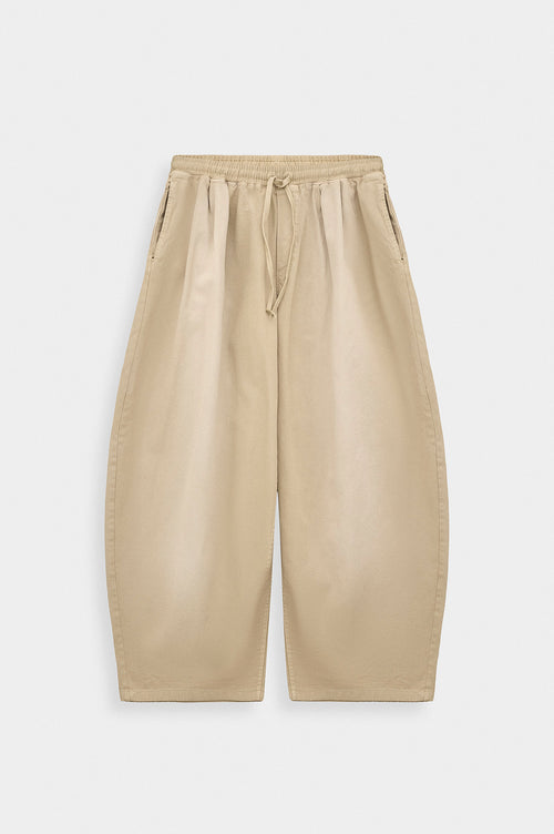BALLOON FIT BEIGE GABARDINE TROUSERS - 2