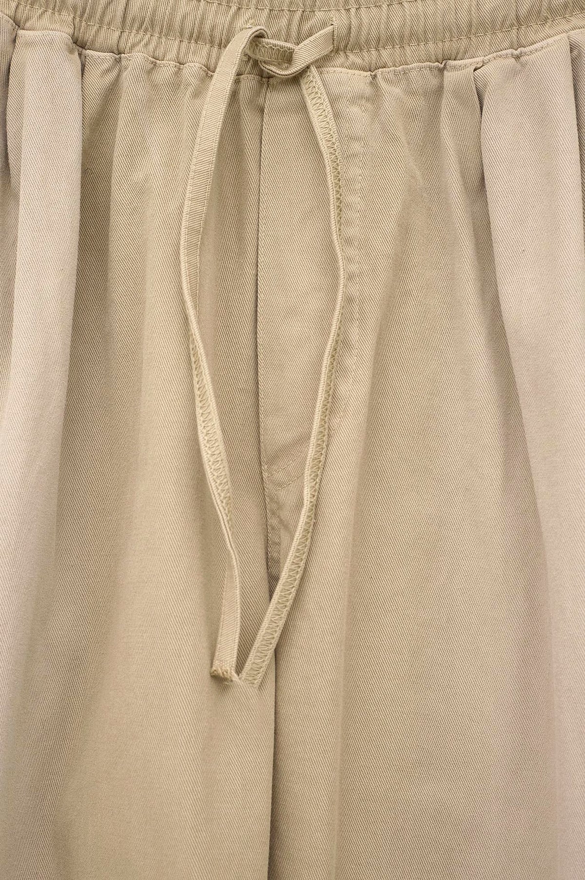 BALLOON FIT BEIGE GABARDINE TROUSERS - 3