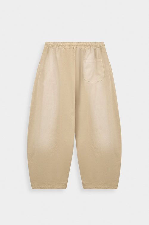 BALLOON FIT BEIGE GABARDINE TROUSERS - 5