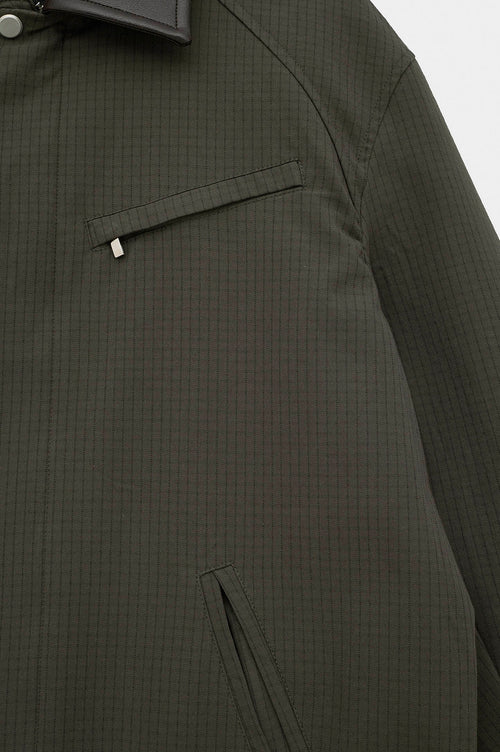 CHECKED CONTRAST COLLAR BROWN TRENCH COAT - 2