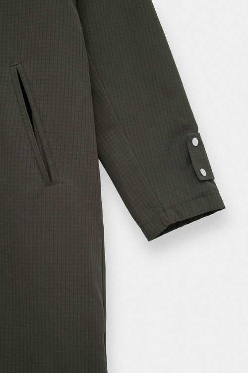 CHECKED CONTRAST COLLAR BROWN TRENCH COAT - 3