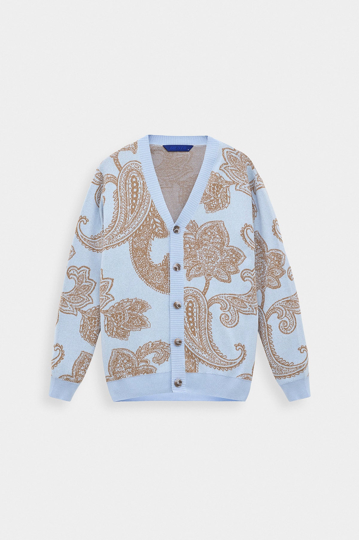 PAISLEY PATTERNED BLUE KNIT CARDIGAN - 1