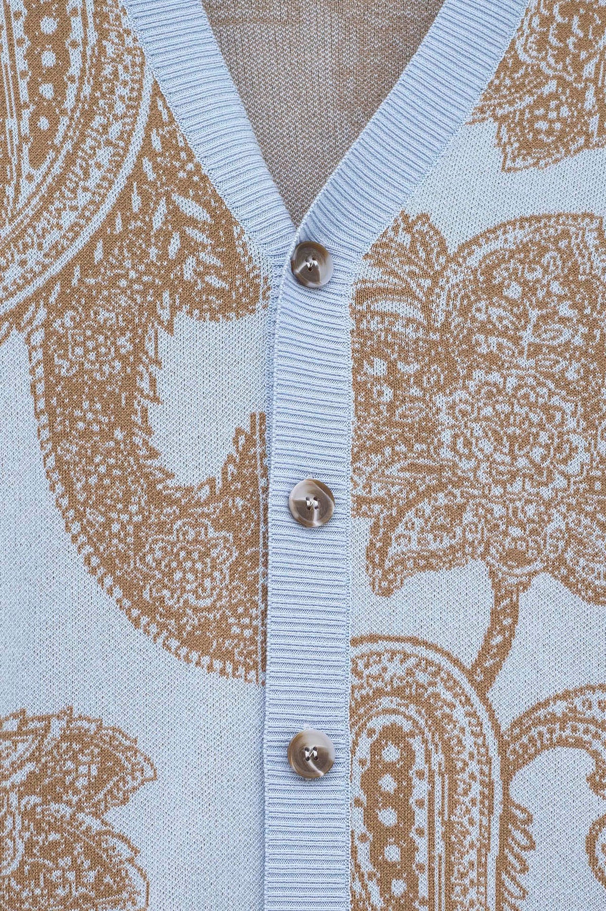 PAISLEY PATTERNED BLUE KNIT CARDIGAN - 2