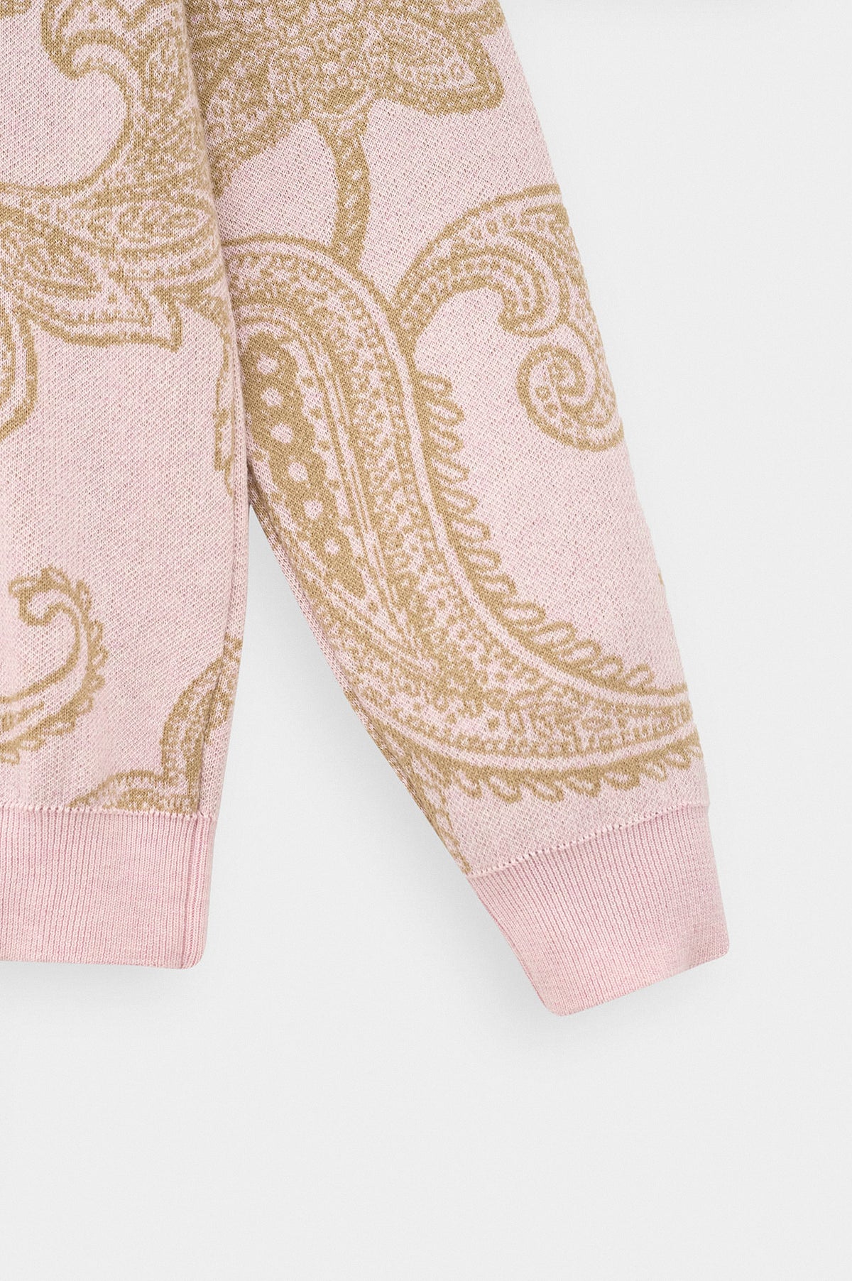 PAISLEY PATTERNED PINK KNIT CARDIGAN - 5
