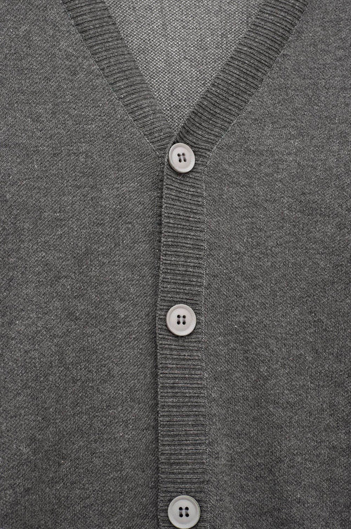 EMBROIDERY DETAIL BUTTONED GREY KNIT CARDIGAN - 2