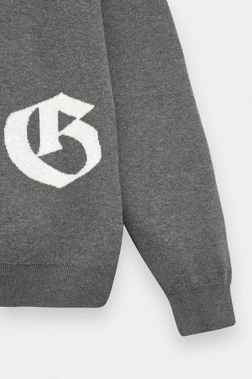 EMBROIDERY DETAIL BUTTONED GREY KNIT CARDIGAN - 3