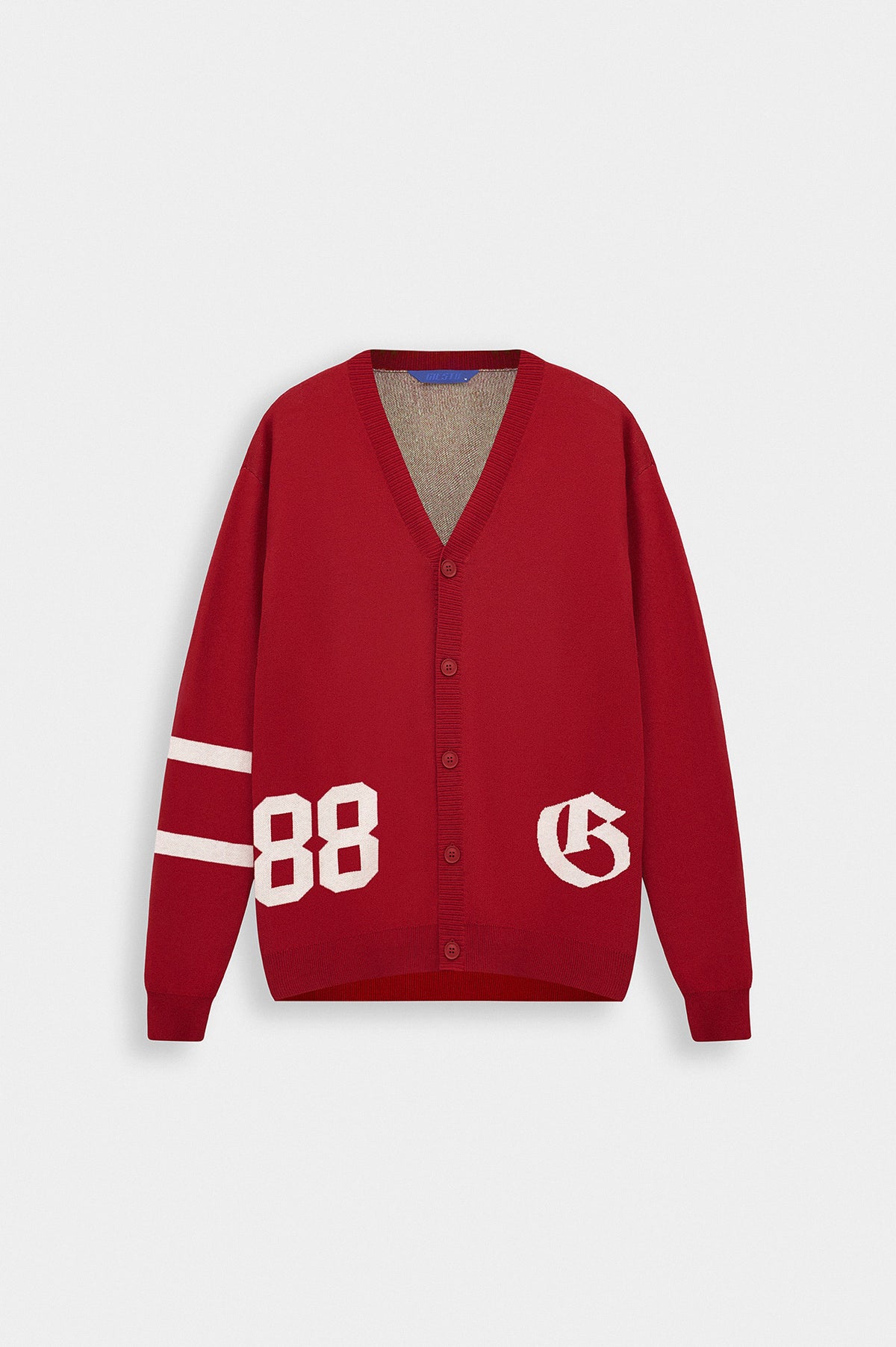 EMBROIDERY DETAIL BUTTONED RED KNIT CARDIGAN - 2