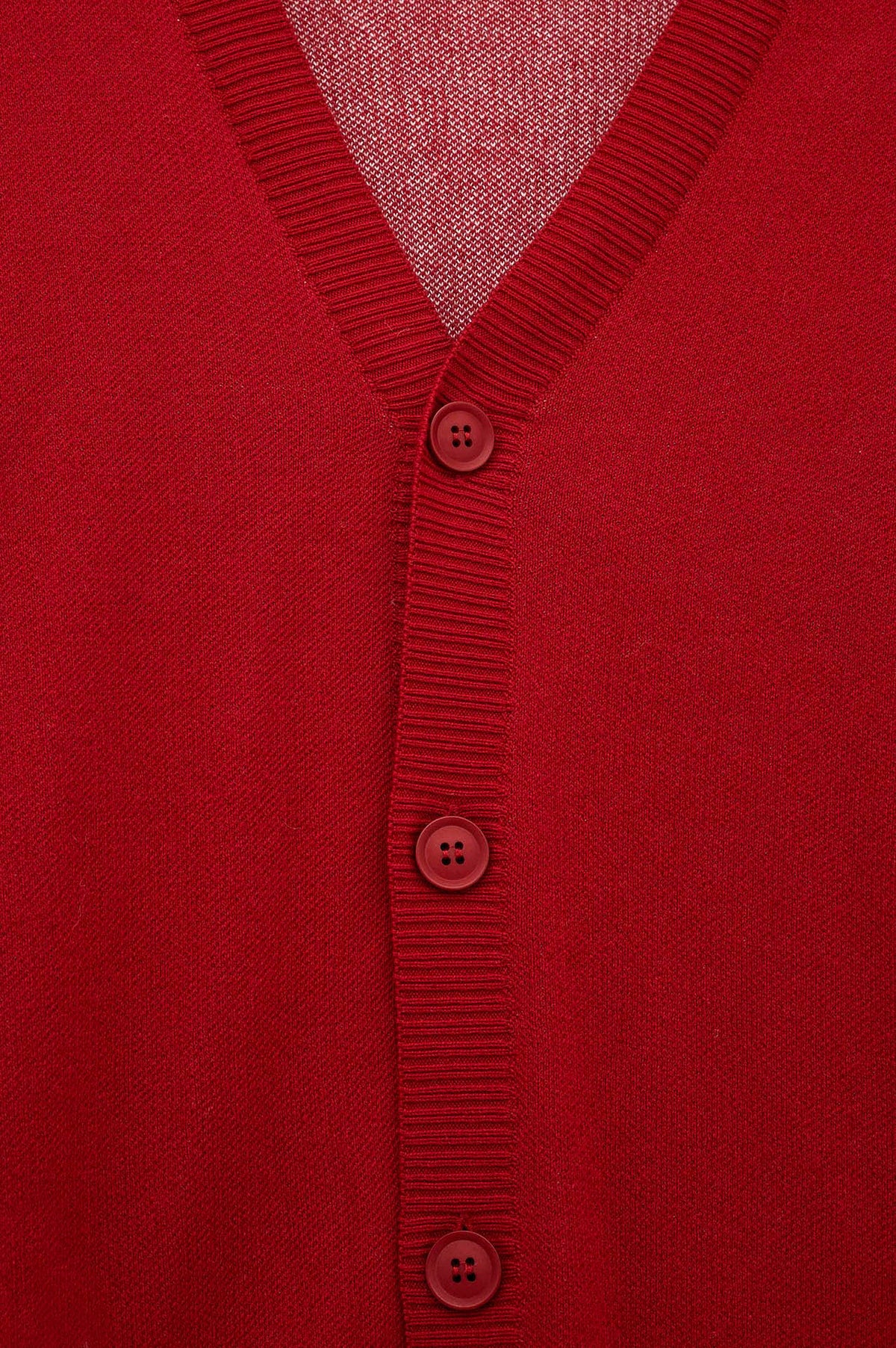 EMBROIDERY DETAIL BUTTONED RED KNIT CARDIGAN - 3