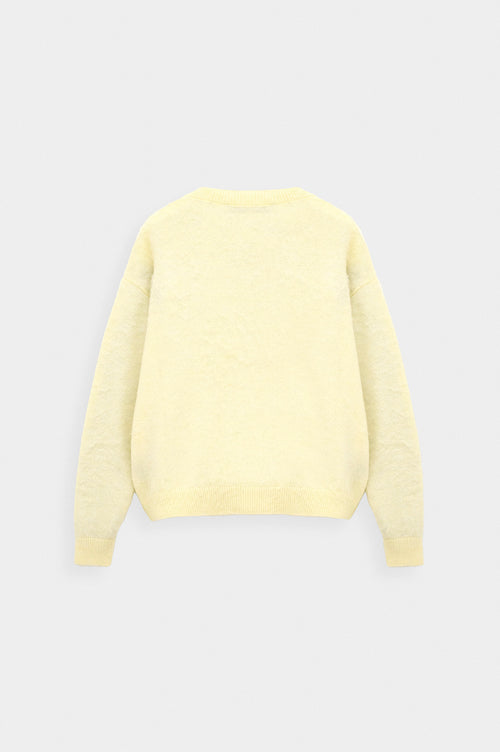 V Yaka Crop Fit Sarı Triko Kazak - 4