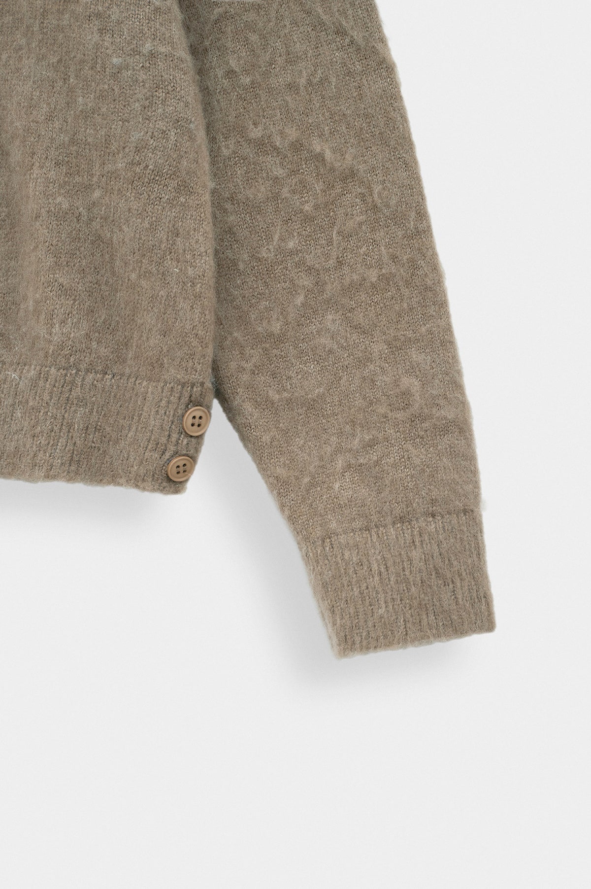 V NECK CROP FIT TAUPE KNIT SWEATER - 2