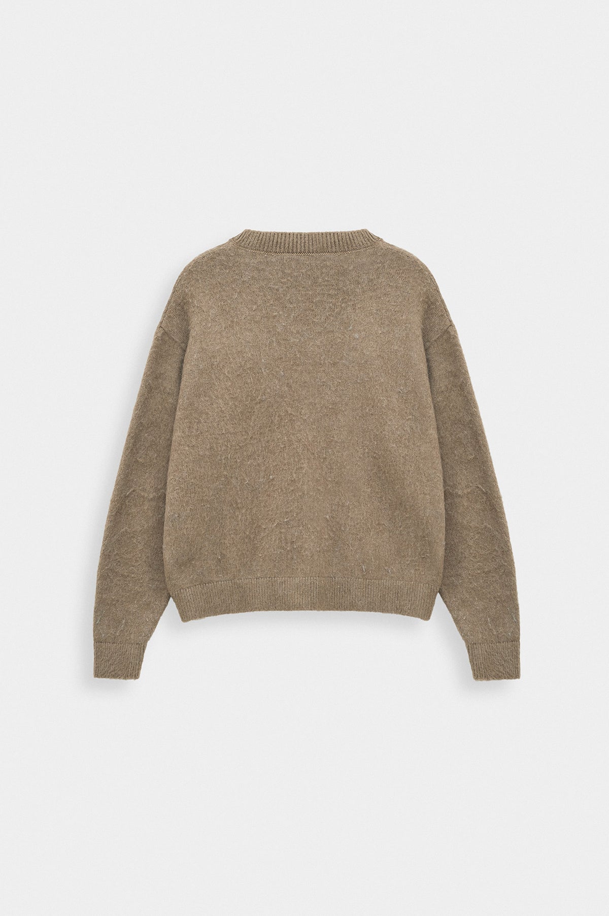 V NECK CROP FIT TAUPE KNIT SWEATER - 3