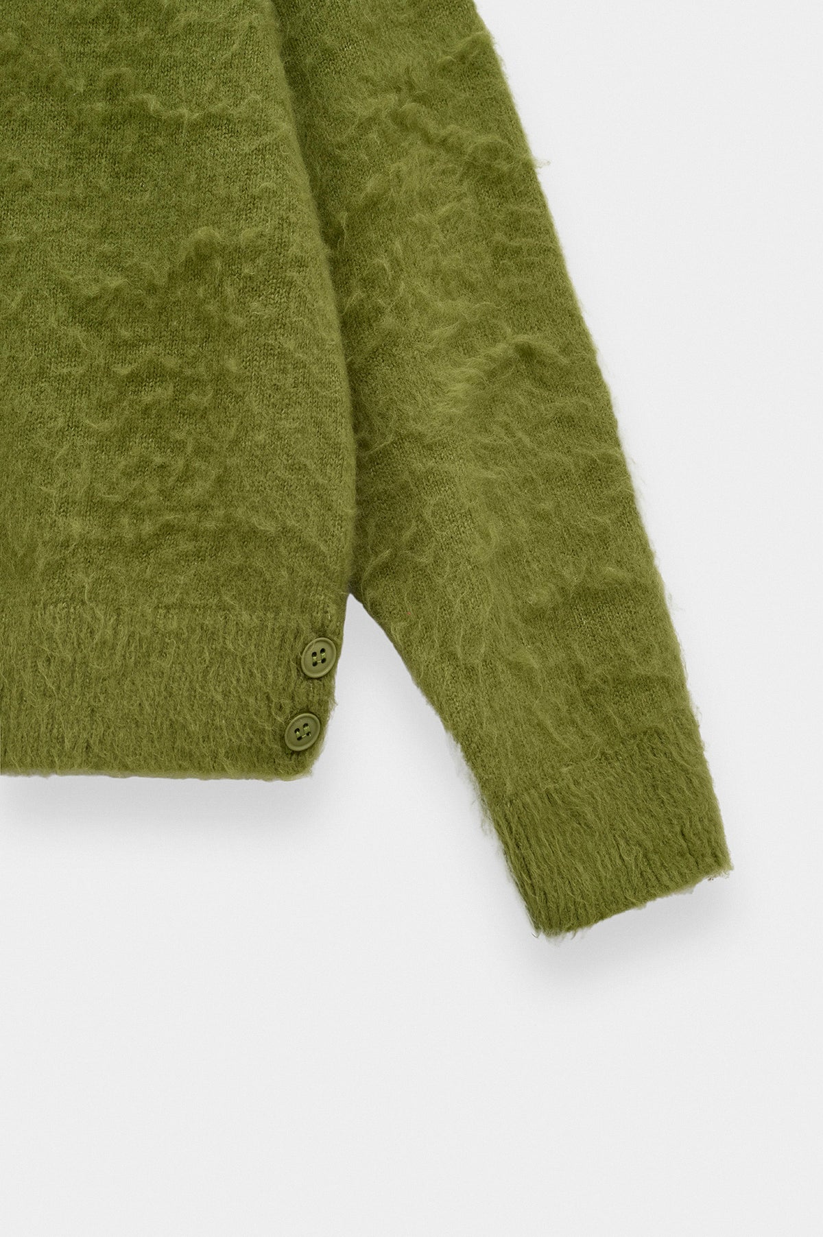 V NECK CROP FIT KHAKI KNIT SWEATER - 5