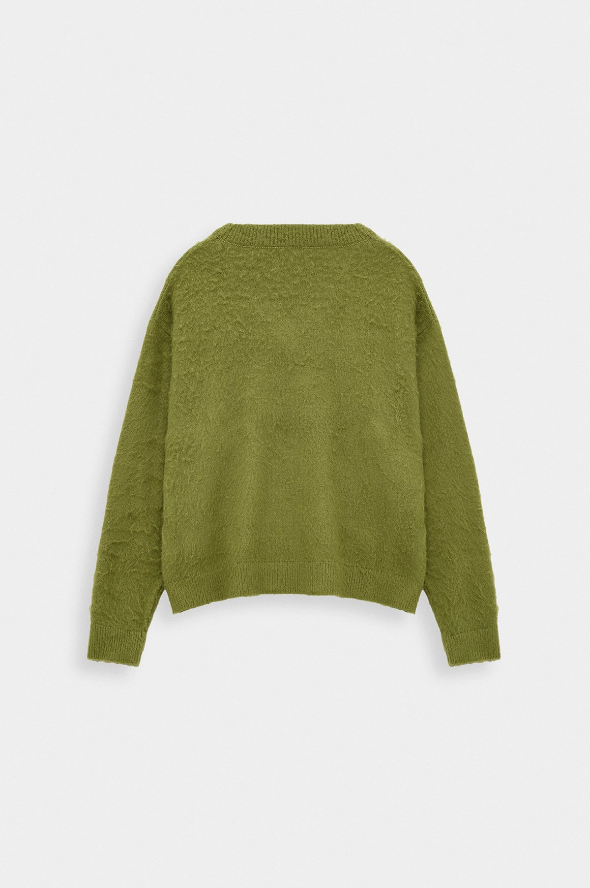 V NECK CROP FIT KHAKI KNIT SWEATER - 6